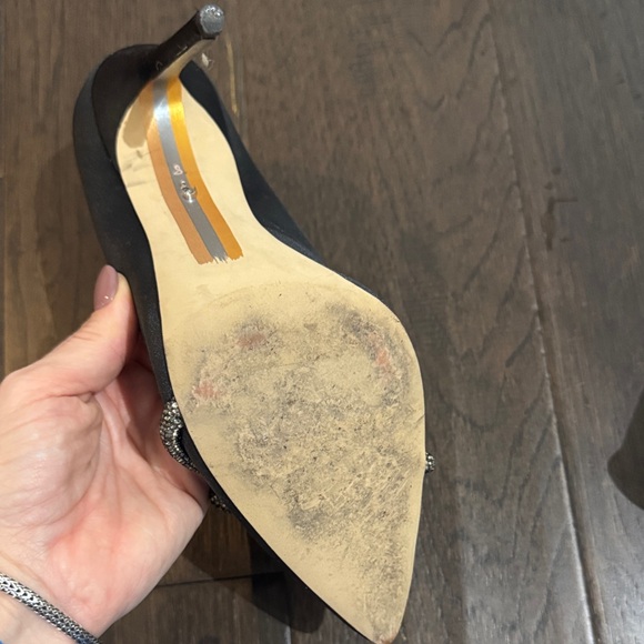 Sam Edelman Black Heels with Silver Bows - Picture 3 of 8